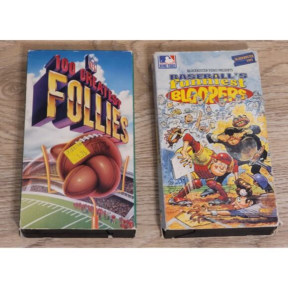 Lot Of 2 90s Mixed Sports Bloopers VHS Pre-owned Untested MLB NFL Foolies - Picture 1 of 3